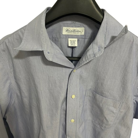 Brooks Brothers Non Iron Button Down Shirt Blue Long Sleeve Mens 16.5 32… - Picture 5 of 6